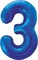 Blue Number 3 Shaped Foil Balloons - 34" (Pack Of 5) - Premium Quality Party Decorations For Birthdays, Anniversaries & Special Celebrations
